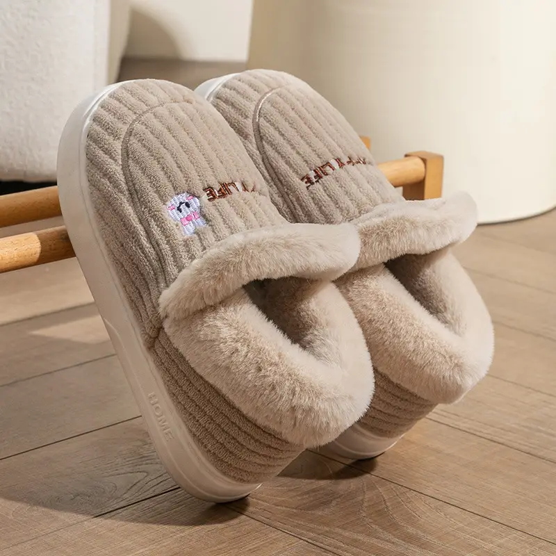 Women Wool Wool Slippers Winter Warm Non-Slip - Image 11