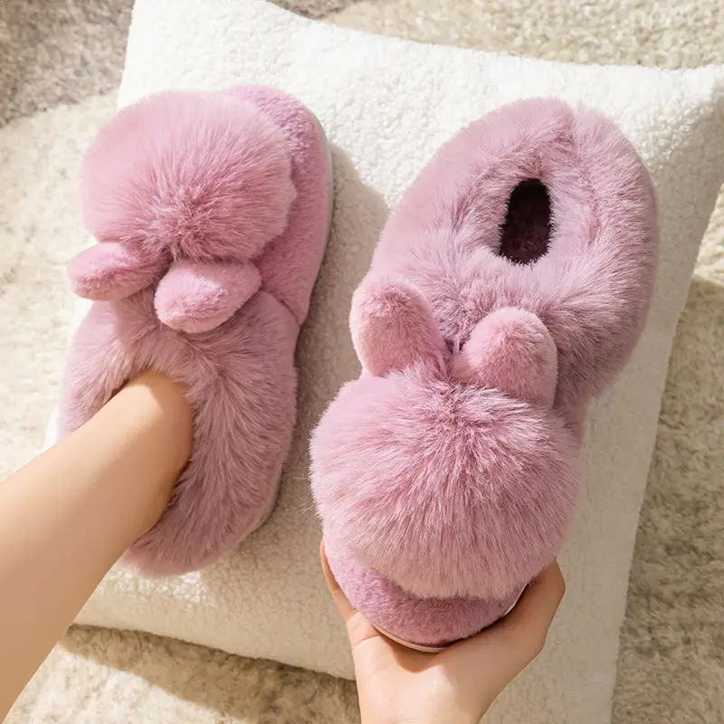 Women Wool Wool Slippers Winter Warm Non-Slip - Image 2