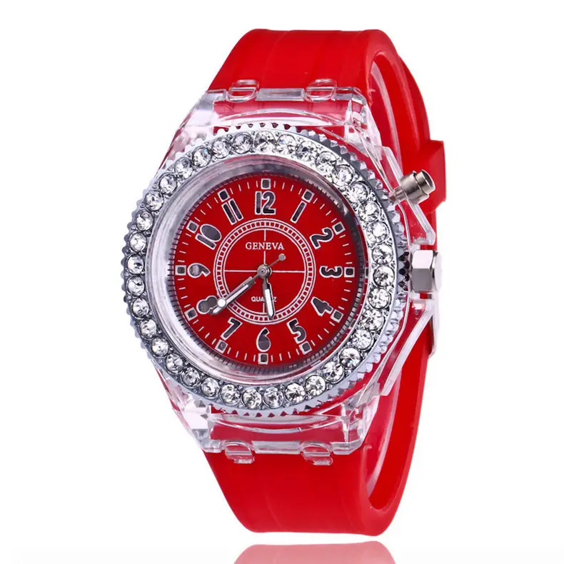 New colorful lighting personality rhinestone led Harajuku South Korea fashion trend for men and women students couple quartz watch