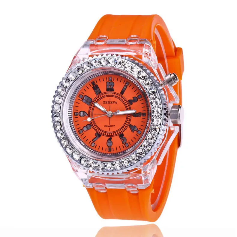 New colorful lighting personality rhinestone led Harajuku South Korea fashion trend for men and women students couple quartz watch