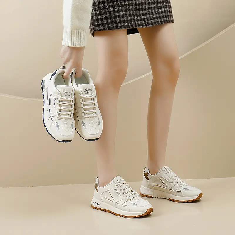 Cross-Border Dropshipping Sports Shoes for Women, Outdoor Morning Exercise Running Shoes, Women's Casual Shoes, White Shoes, Thick-Soled Dad Shoes for Women - Image 5