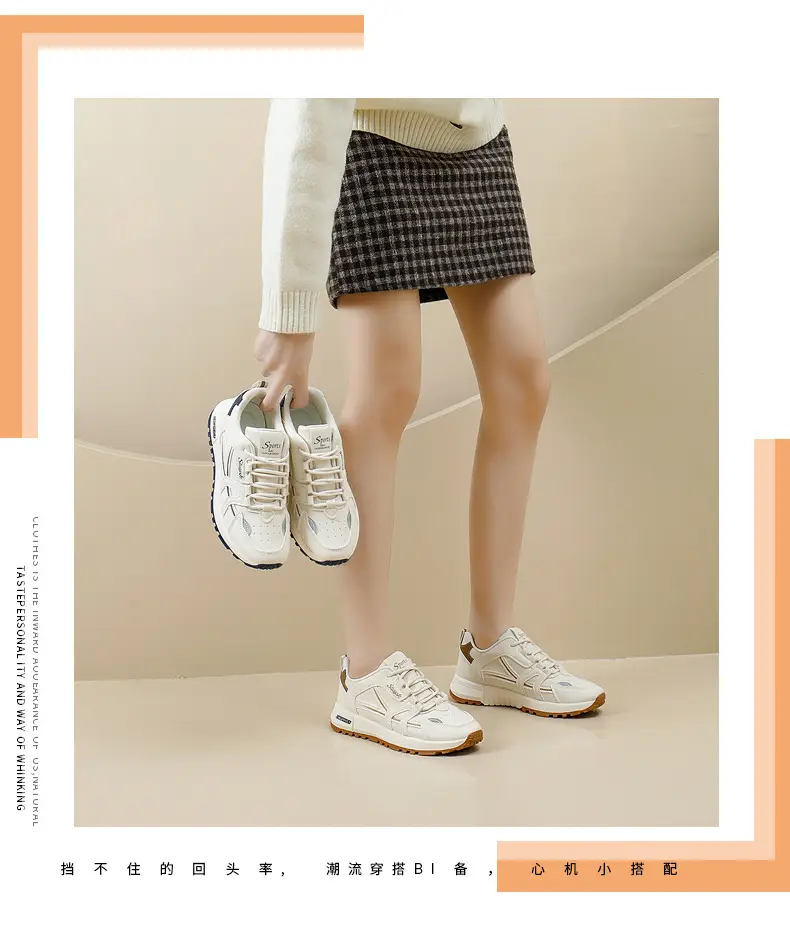 Cross-Border Dropshipping Sports Shoes for Women, Outdoor Morning Exercise Running Shoes, Women's Casual Shoes, White Shoes, Thick-Soled Dad Shoes for Women — feature 18