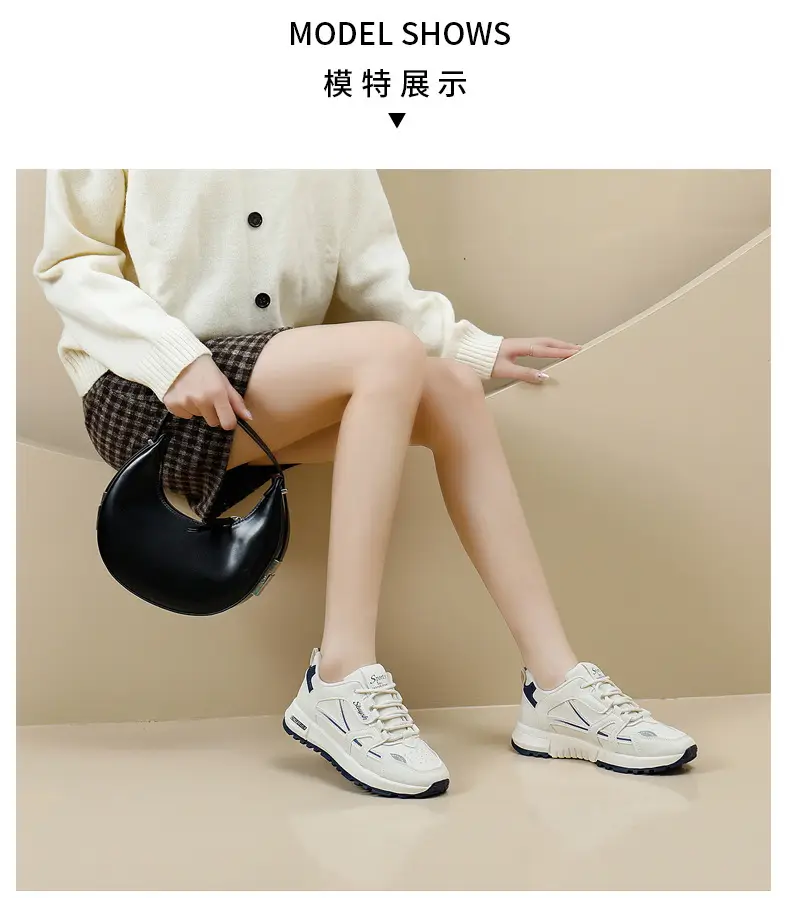 Cross-Border Dropshipping Sports Shoes for Women, Outdoor Morning Exercise Running Shoes, Women's Casual Shoes, White Shoes, Thick-Soled Dad Shoes for Women — feature 25