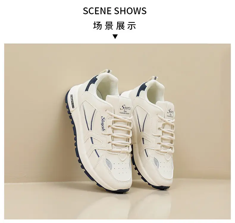 Cross-Border Dropshipping Sports Shoes for Women, Outdoor Morning Exercise Running Shoes, Women's Casual Shoes, White Shoes, Thick-Soled Dad Shoes for Women — feature 35