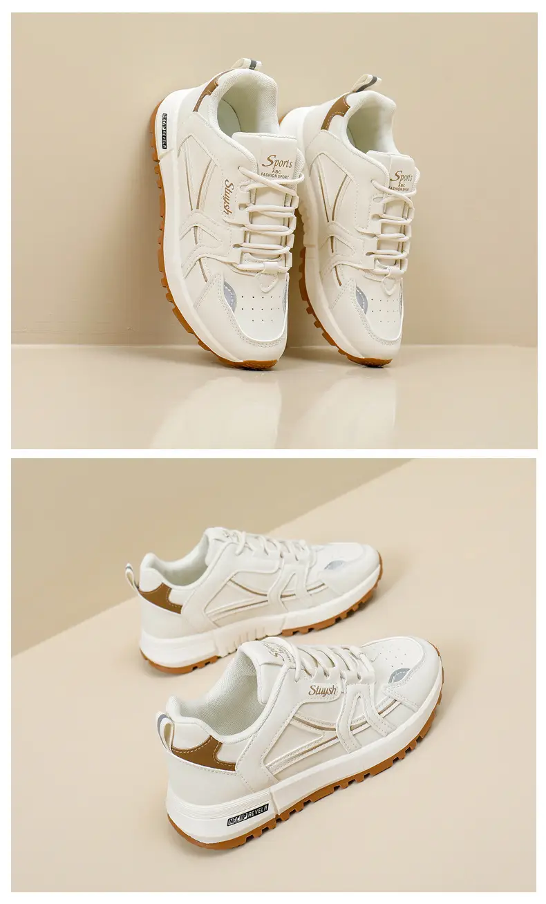 Cross-Border Dropshipping Sports Shoes for Women, Outdoor Morning Exercise Running Shoes, Women's Casual Shoes, White Shoes, Thick-Soled Dad Shoes for Women — feature 38