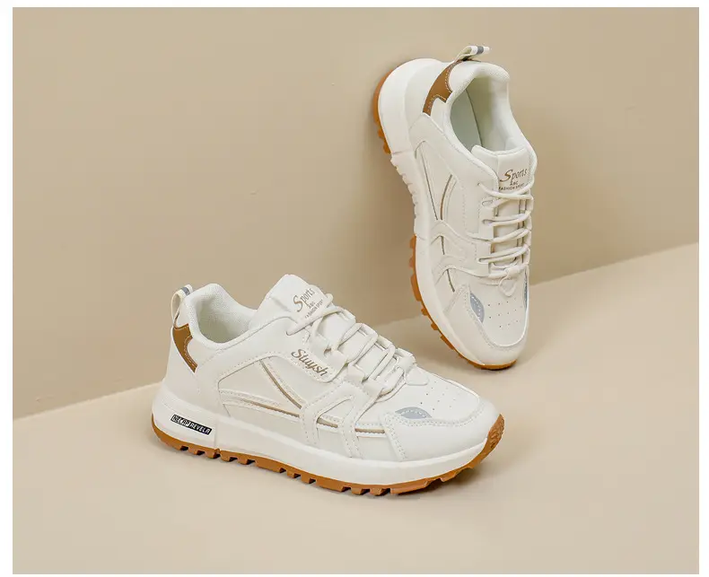 Cross-Border Dropshipping Sports Shoes for Women, Outdoor Morning Exercise Running Shoes, Women's Casual Shoes, White Shoes, Thick-Soled Dad Shoes for Women — feature 40