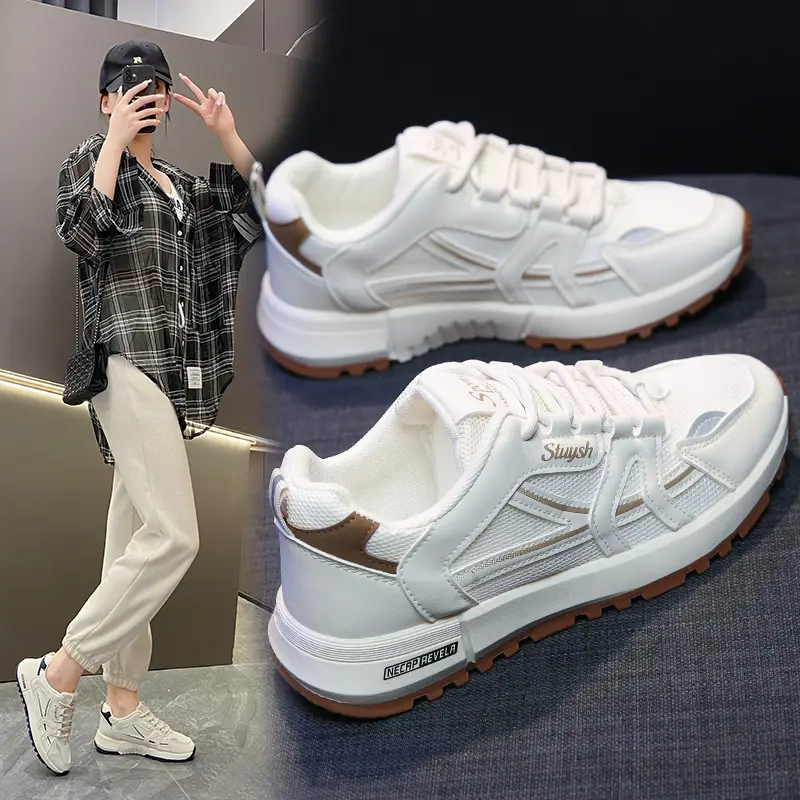 Cross-Border Dropshipping Sports Shoes for Women, Outdoor Morning Exercise Running Shoes, Women's Casual Shoes, White Shoes, Thick-Soled Dad Shoes for Women — feature 41