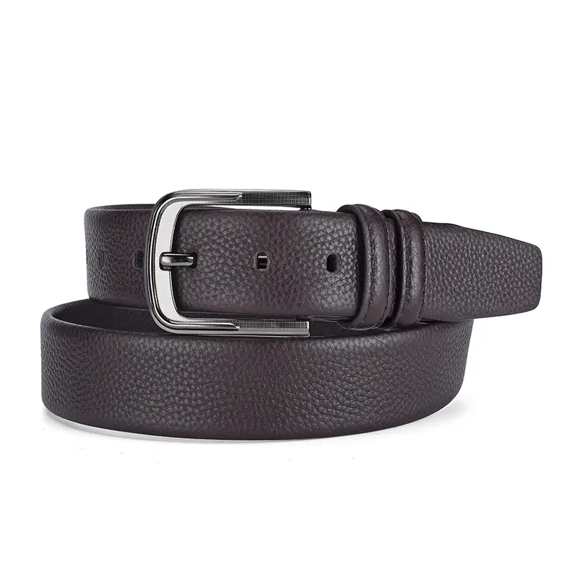 Men's Genuine Leather Belt with Hedge Litchi Pin Buckle