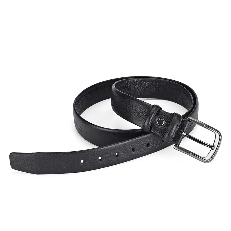 Men's Genuine Leather Belt with Hedge Litchi Pin Buckle