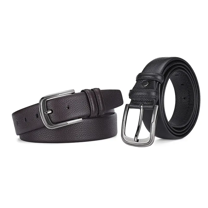 Men's Genuine Leather Belt with Hedge Litchi Pin Buckle — feature 6
