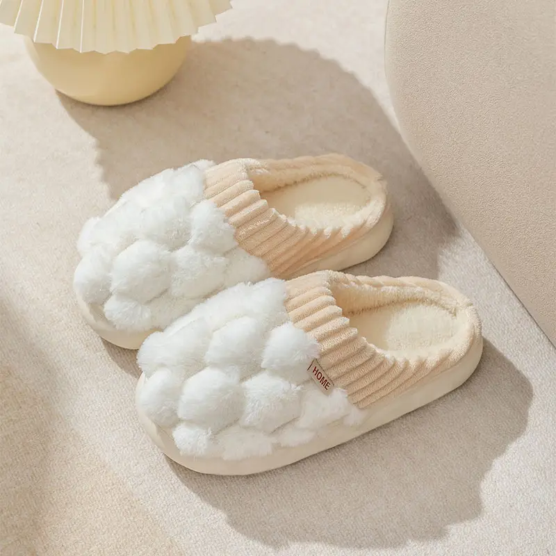 Cixi Cotton Slippers Women's Autumn and Winter Couple's Indoor Moon Shoes Non-slip Warm Plush Home Cotton Slippers - Image 4