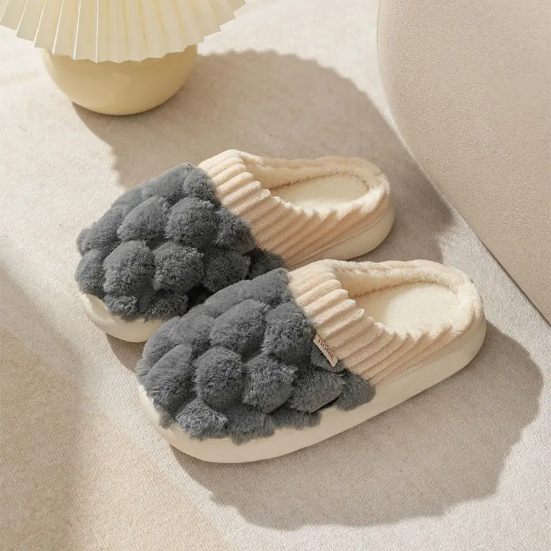 Cixi Cotton Slippers Women's Autumn and Winter Couple's Indoor Moon Shoes Non-slip Warm Plush Home Cotton Slippers - Image 7