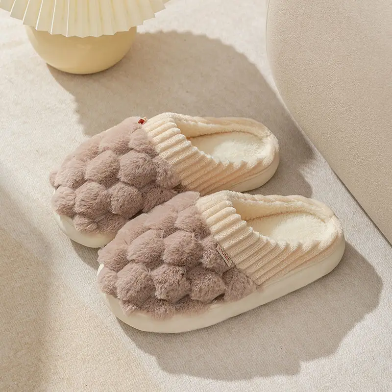 Cixi Cotton Slippers Women's Autumn and Winter Couple's Indoor Moon Shoes Non-slip Warm Plush Home Cotton Slippers - Image 8