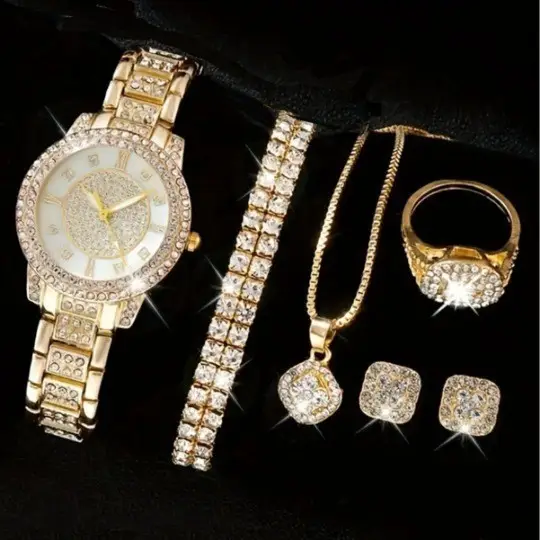 Che Tone Explosive Women's Watch Cornucopia Fashion Casual Roman Quartz suit Full Diamond Bracelet Fashion Watch