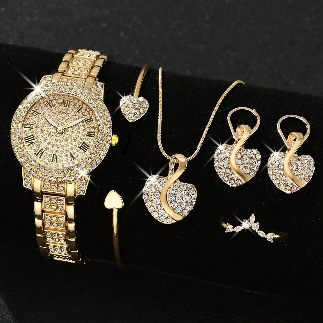 Che Tone Explosive Women's Watch Cornucopia Fashion Casual Roman Quartz suit Full Diamond Bracelet Fashion Watch
