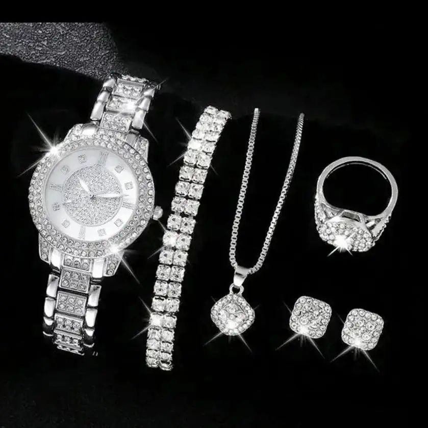 Che Tone Explosive Women's Watch Cornucopia Fashion Casual Roman Quartz suit Full Diamond Bracelet Fashion Watch