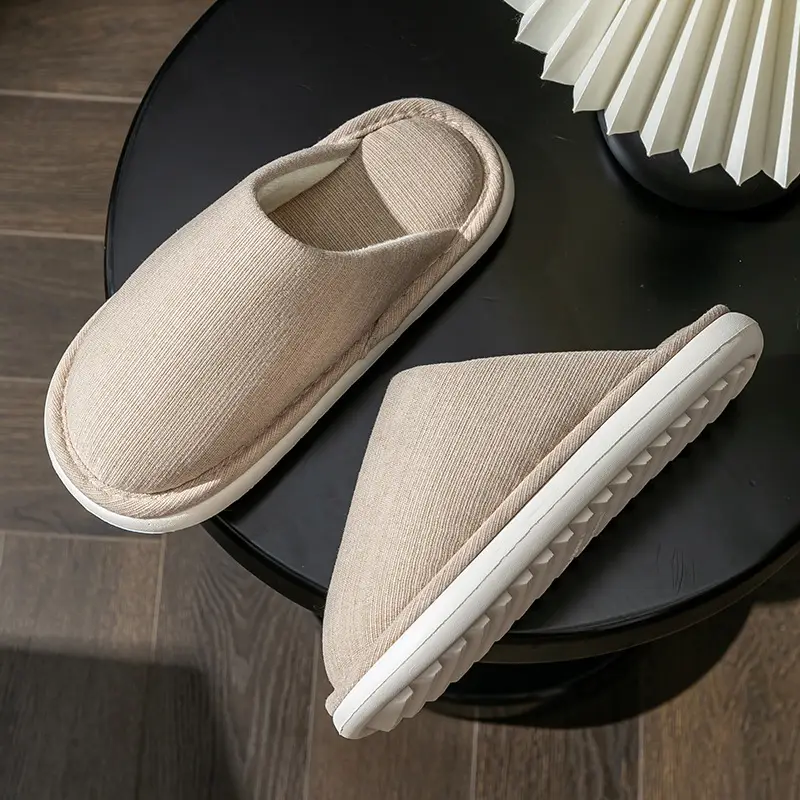 plus size cotton slippers men's autumn and winter indoor home wide foot fat large elderly non-slip soft bottom cloth slippers for men