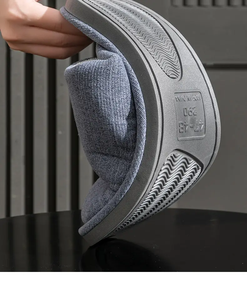 plus size cotton slippers men's autumn and winter indoor home wide foot fat large elderly non-slip soft bottom cloth slippers for men — feature 8
