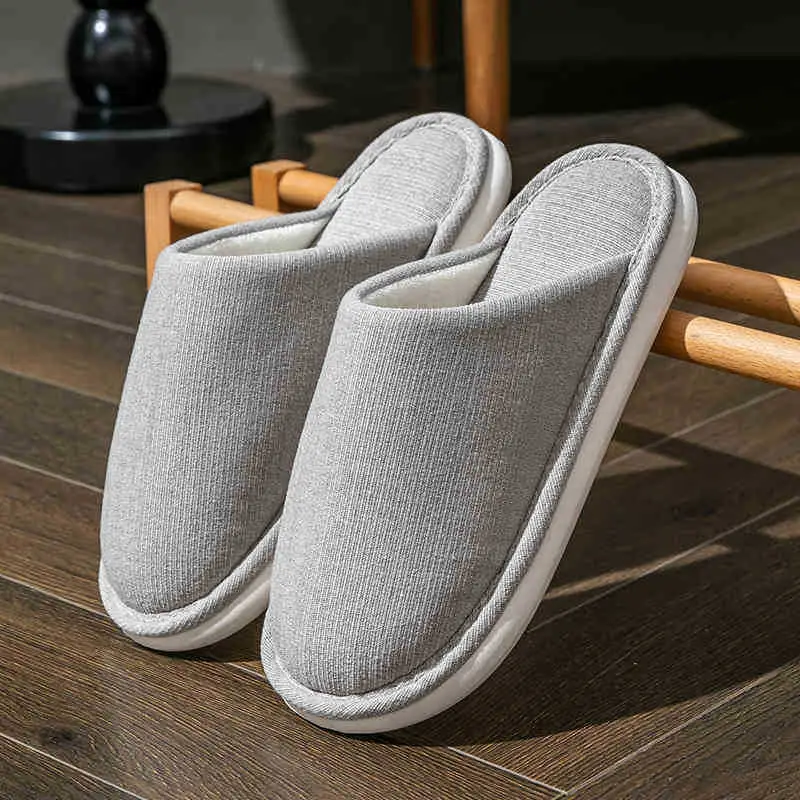 plus size cotton slippers men's autumn and winter indoor home wide foot fat large elderly non-slip soft bottom cloth slippers for men
