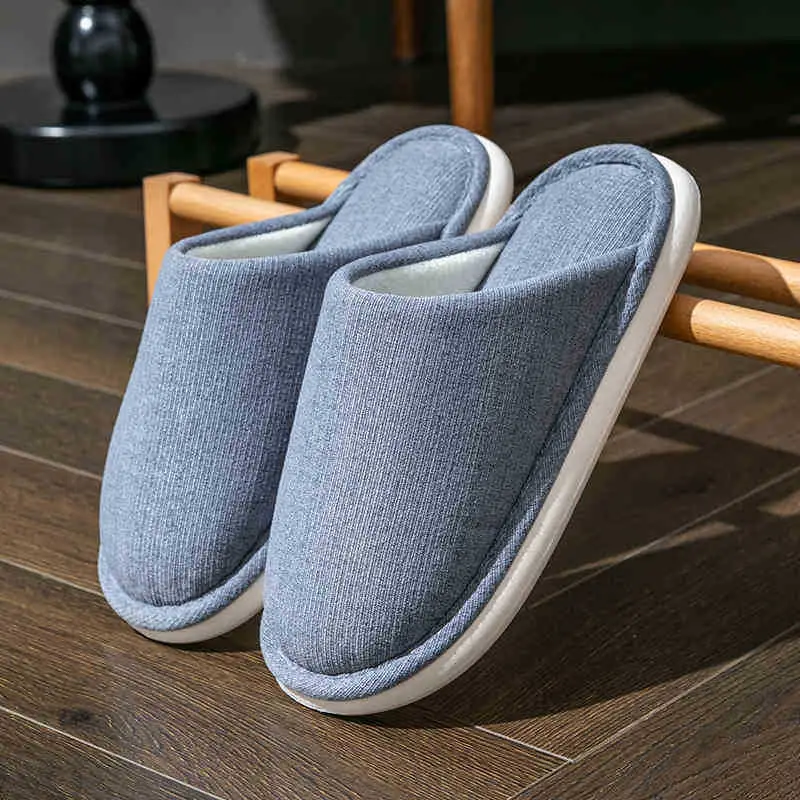 plus size cotton slippers men's autumn and winter indoor home wide foot fat large elderly non-slip soft bottom cloth slippers for men