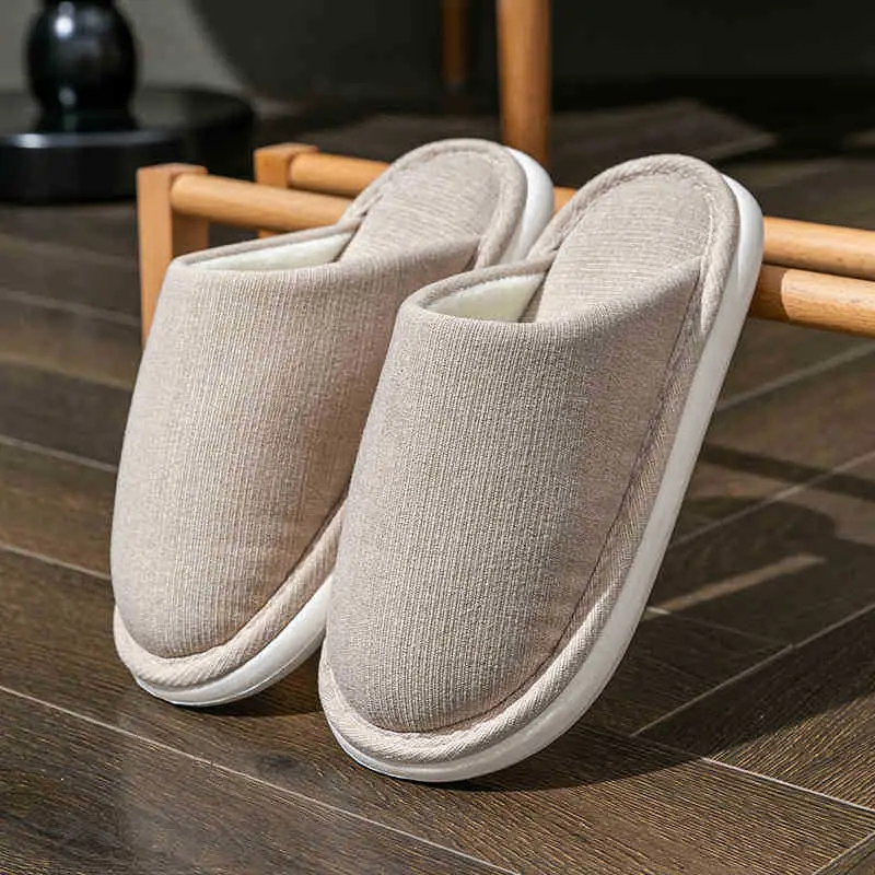 plus size cotton slippers men's autumn and winter indoor home wide foot fat large elderly non-slip soft bottom cloth slippers for men