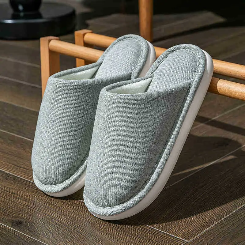 plus size cotton slippers men's autumn and winter indoor home wide foot fat large elderly non-slip soft bottom cloth slippers for men