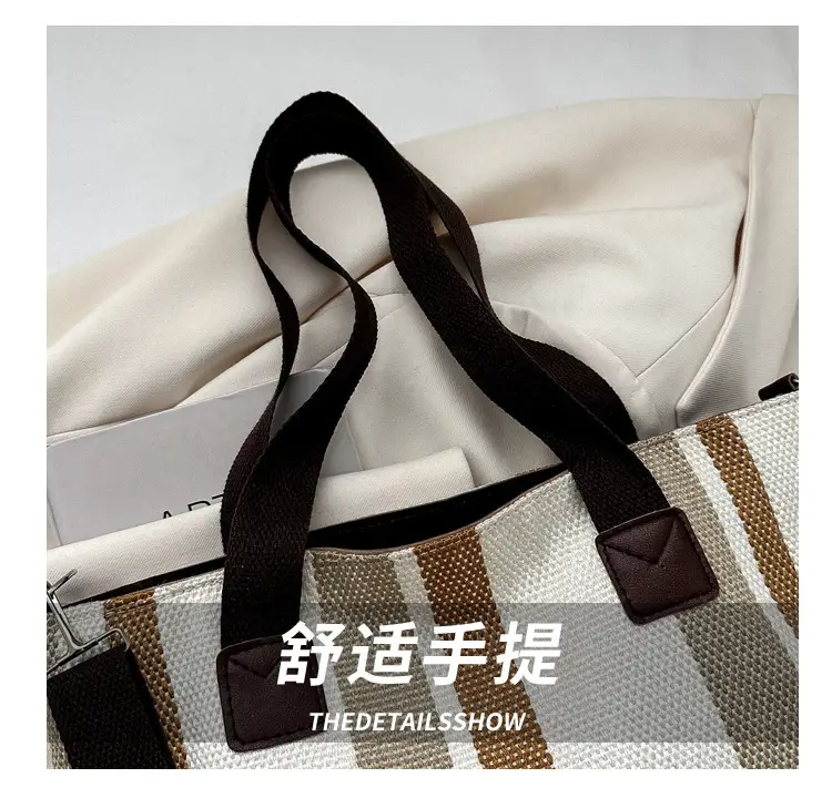 Women Striped Canvas Commuter Bag 2024 New — feature 19