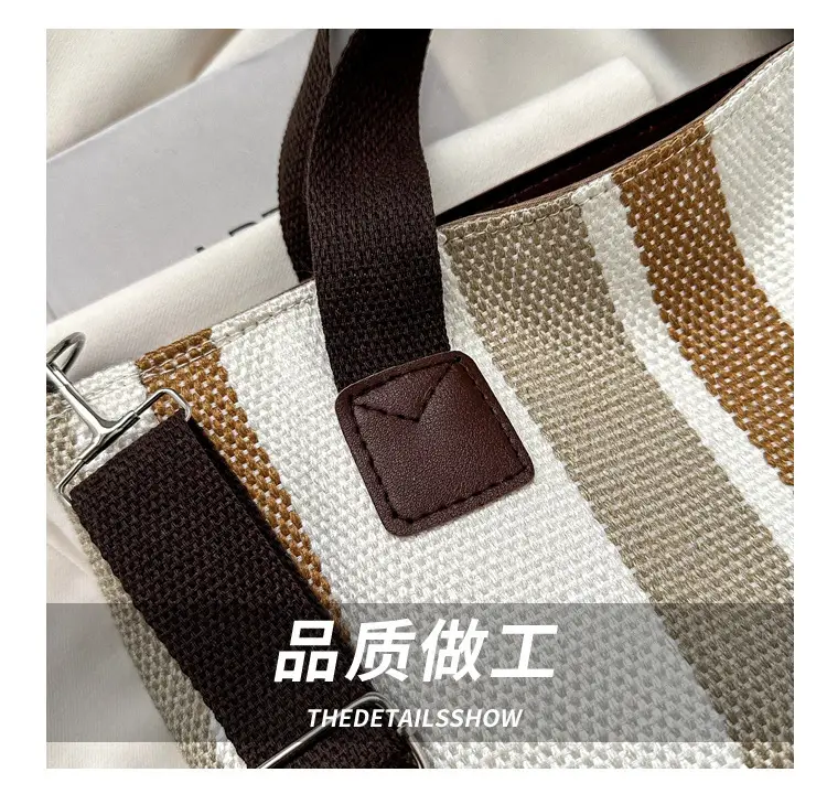 Women Striped Canvas Commuter Bag 2024 New — feature 20