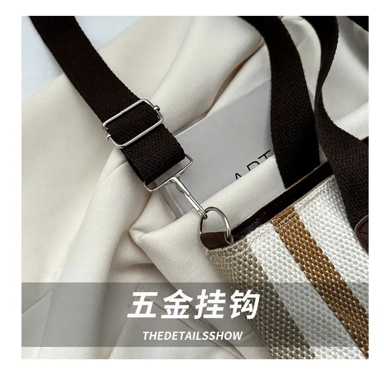 Women Striped Canvas Commuter Bag 2024 New — feature 21