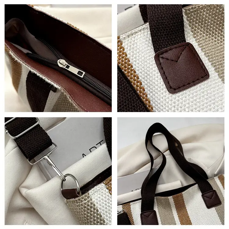Women Striped Canvas Commuter Bag 2024 New — feature 24