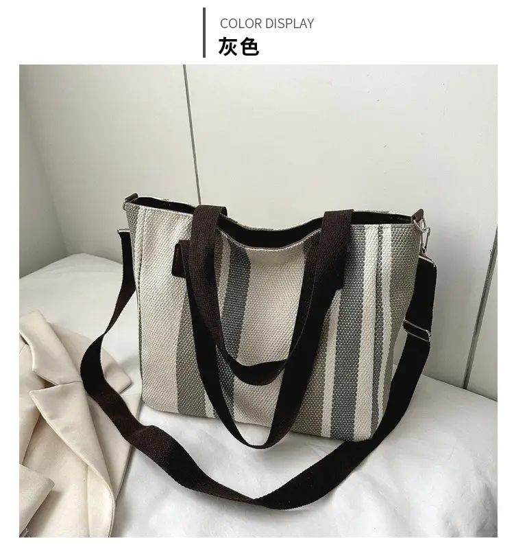 Women Striped Canvas Commuter Bag 2024 New — feature 35