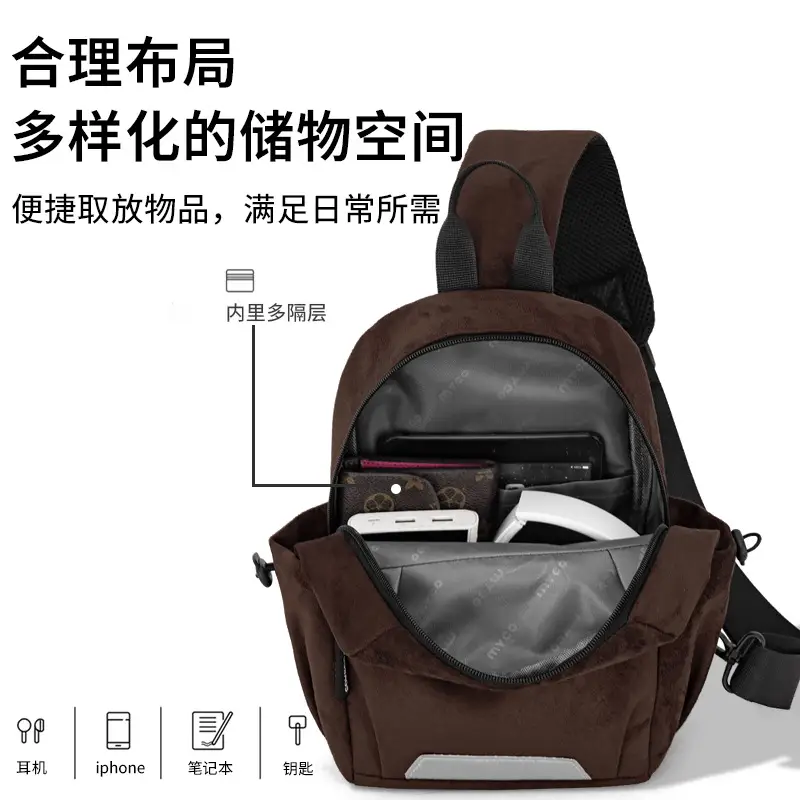 Women's Chest Bag Brown Crossbody Shoulder Bag Winter Autumn - Image 5