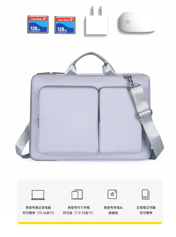 Pink Multi-Compartment Laptop Shoulder Bag — feature 14