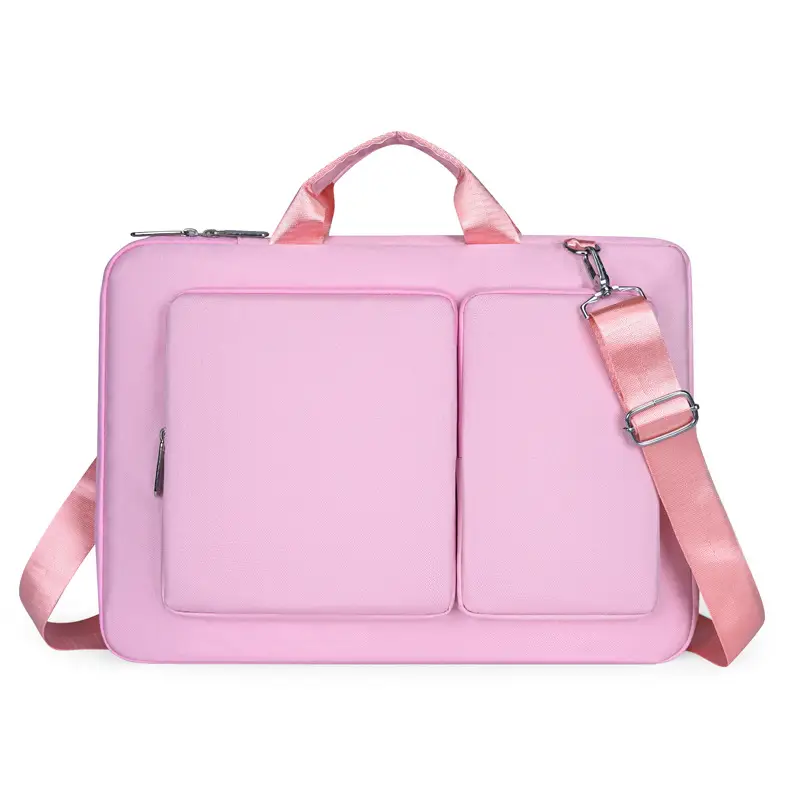 Pink Multi-Compartment Laptop Shoulder Bag - Image 4