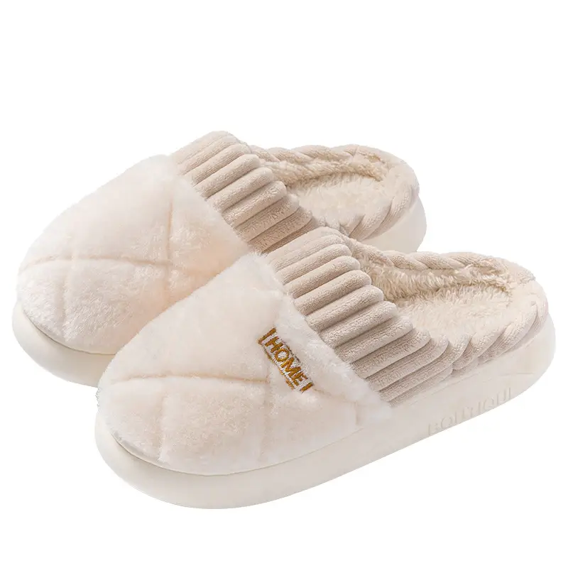Cotton slippers men's winter new indoor home non-slip thick bottom fleece-lined thickened warm cotton shoes for lovers women wholesale