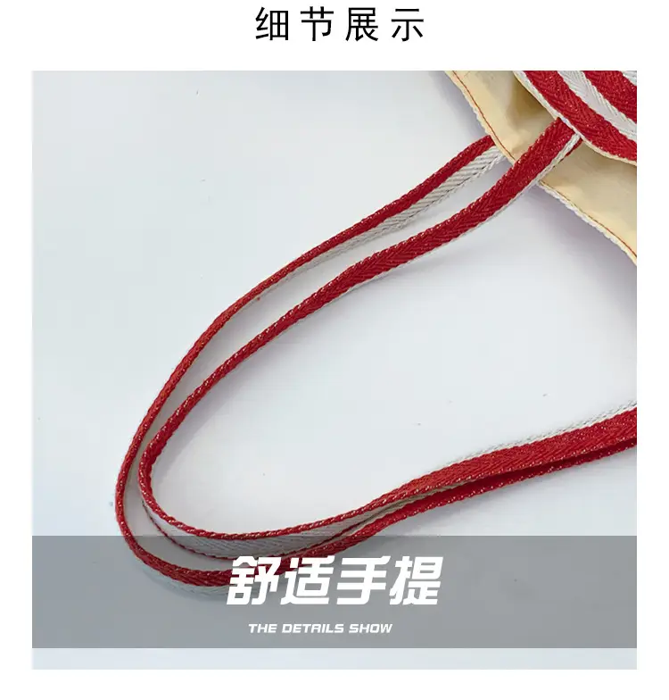 Striped Canvas Shoulder Bag 2024 New Korean Style — feature 3