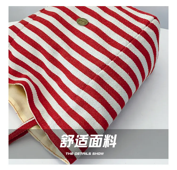 Striped Canvas Shoulder Bag 2024 New Korean Style — feature 5