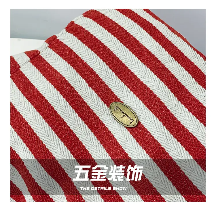 Striped Canvas Shoulder Bag 2024 New Korean Style — feature 6