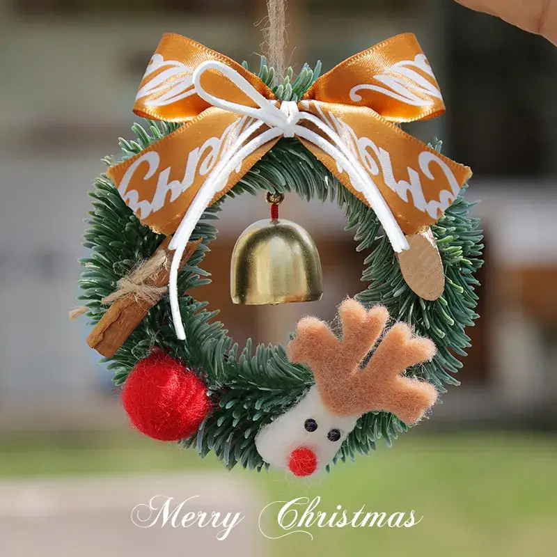 Christmas Wreath Rattan Hanging Decor with Snowman, Santa, and Deer - Image 5