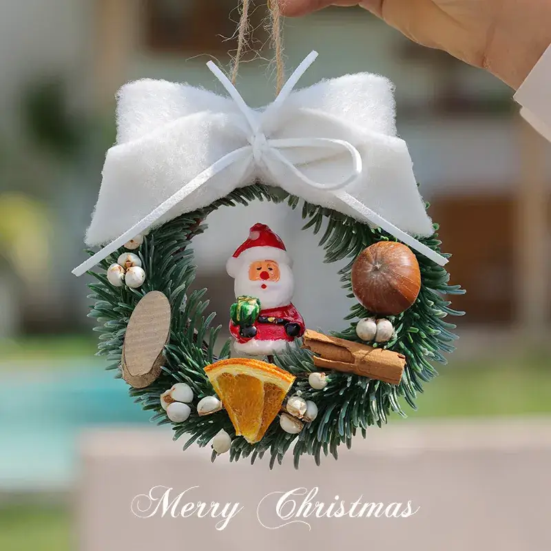 Christmas Wreath Rattan Hanging Decor with Snowman, Santa, and Deer - Image 7