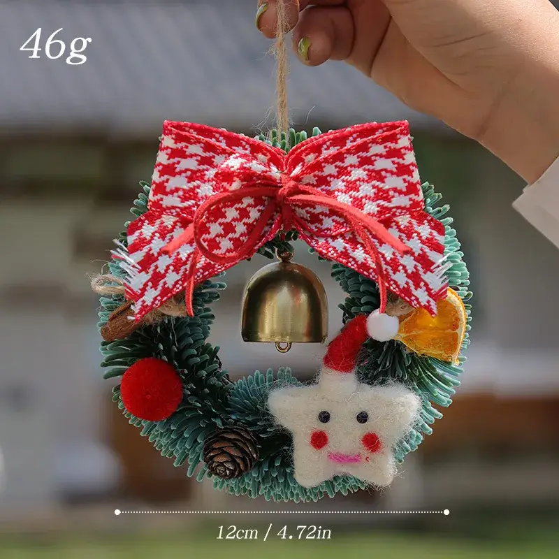 Christmas Wreath Rattan Hanging Decor with Snowman, Santa, and Deer - Image 2