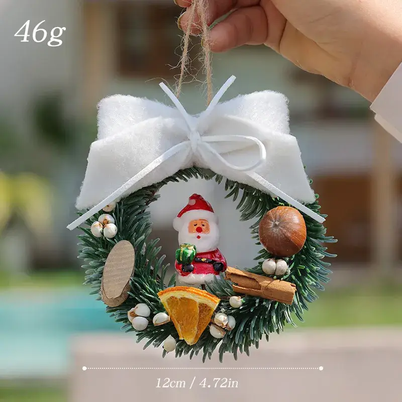 Christmas Wreath Rattan Hanging Decor with Snowman, Santa, and Deer - Image 4