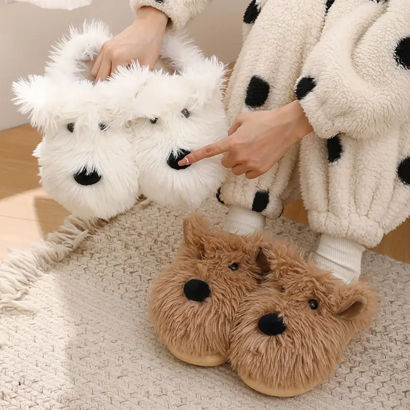 Nanbo Wan Cute Cartoon Scrub Puppy Cotton Slippers Women's Autumn and Winter Indoor Home Student Dormitory Maomao Slippers - Image 3