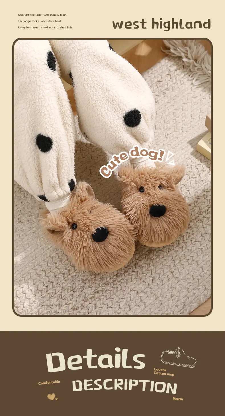 Nanbo Wan Cute Cartoon Scrub Puppy Cotton Slippers Women's Autumn and Winter Indoor Home Student Dormitory Maomao Slippers — feature 3