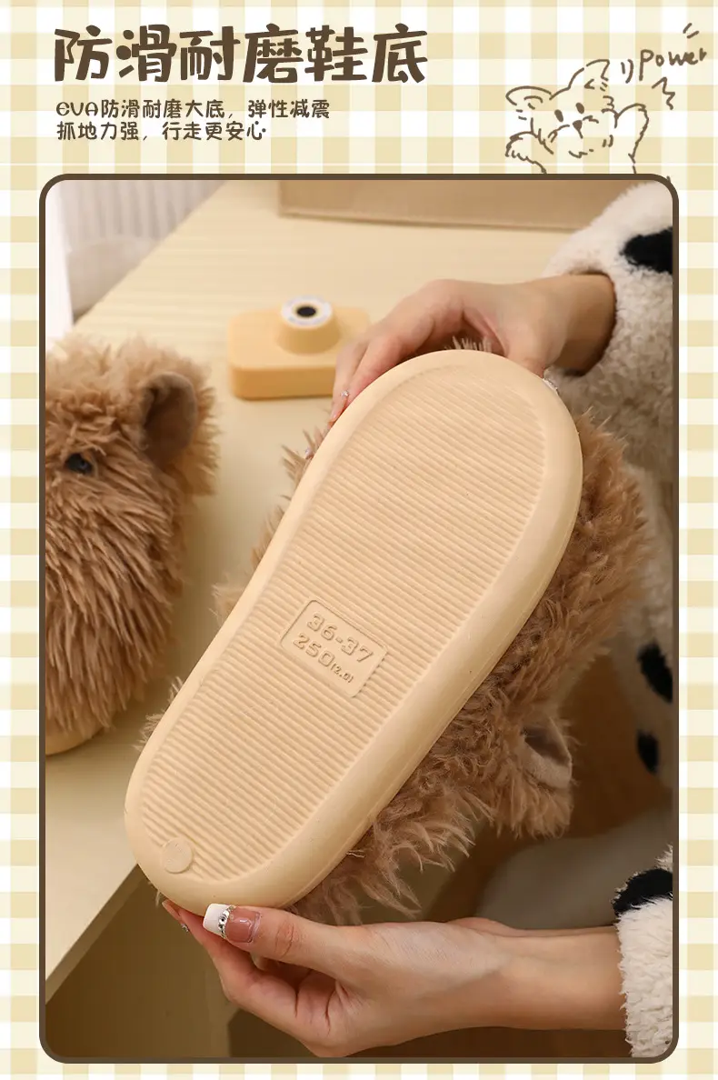Nanbo Wan Cute Cartoon Scrub Puppy Cotton Slippers Women's Autumn and Winter Indoor Home Student Dormitory Maomao Slippers — feature 6