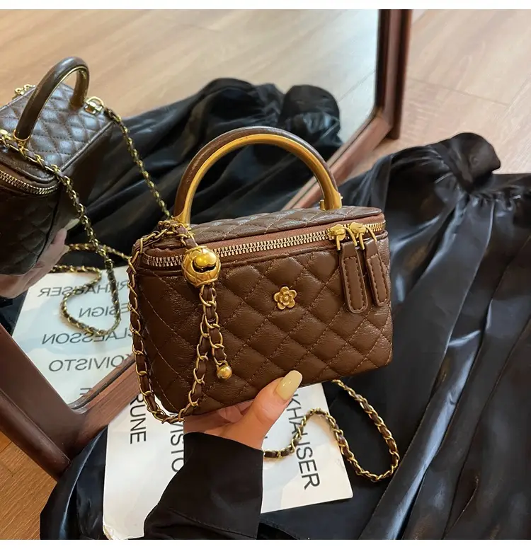 Quilted Chain Handbag Maroon Women Shoulder Bag — feature 31