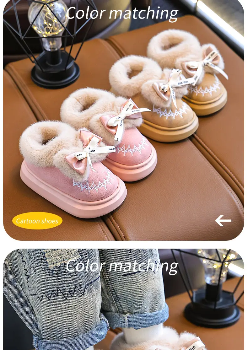 2024 New Children's Cotton Shoes Winter Feeling Dung Indoor and Outdoor Thickened Warm Mid-Big Children's Baby Cotton Slippers — feature 11