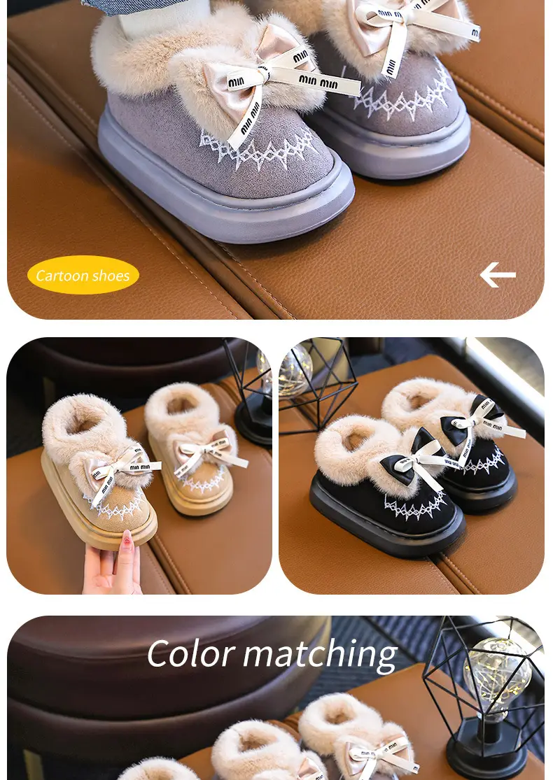 2024 New Children's Cotton Shoes Winter Feeling Dung Indoor and Outdoor Thickened Warm Mid-Big Children's Baby Cotton Slippers — feature 12