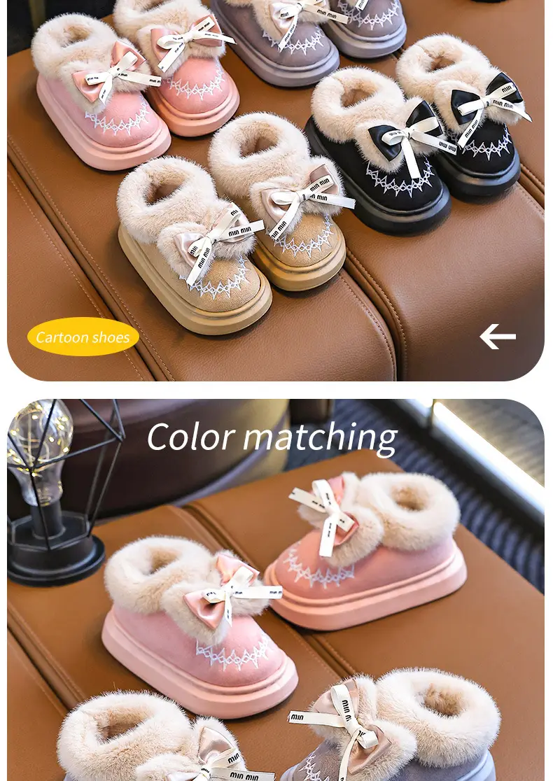 2024 New Children's Cotton Shoes Winter Feeling Dung Indoor and Outdoor Thickened Warm Mid-Big Children's Baby Cotton Slippers — feature 13