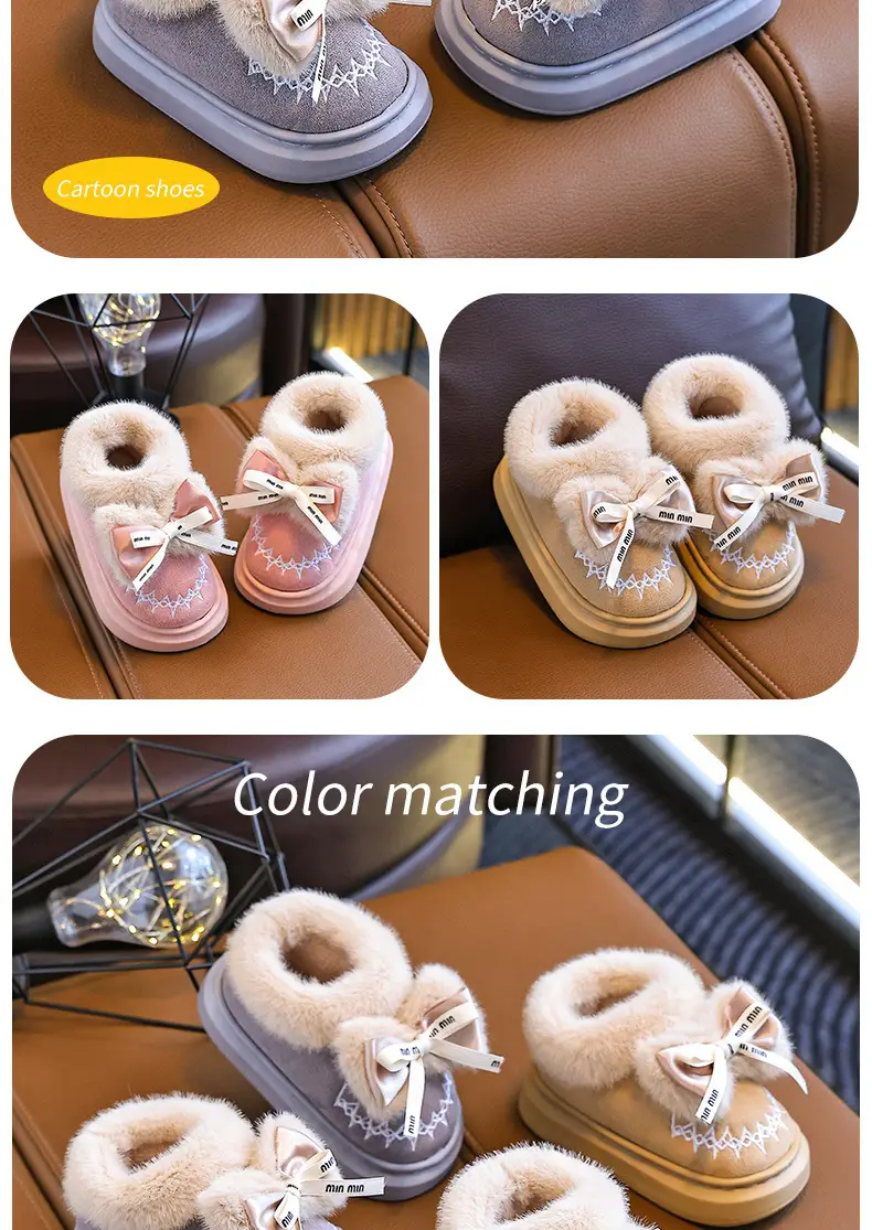 2024 New Children's Cotton Shoes Winter Feeling Dung Indoor and Outdoor Thickened Warm Mid-Big Children's Baby Cotton Slippers — feature 14